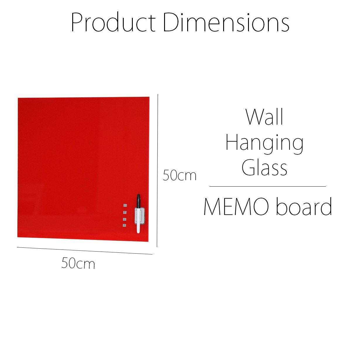 CARME Tableau mémo mural en verre rouge avec aimants stylo gomme pour photos, invitations, rappels, notes de cuisine