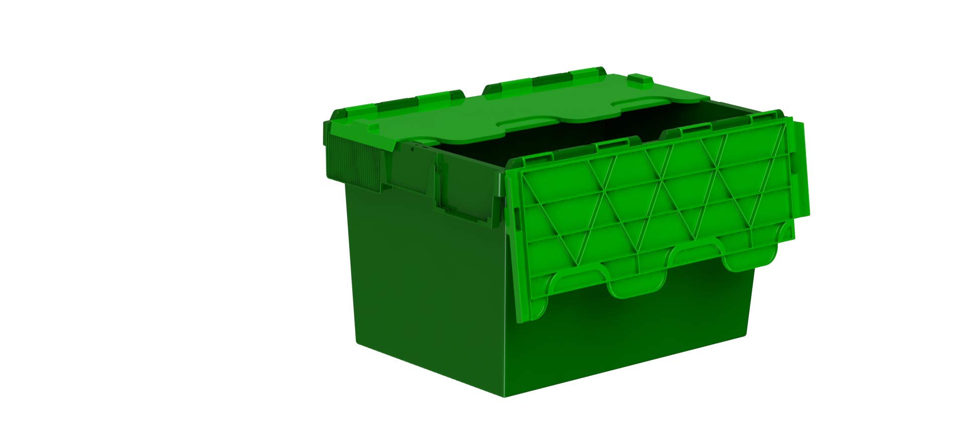 Totebox Green/Green 10X 64 Litre Storage Box/Attached Lid Containers (600 X 400 X 365H Mm) ()