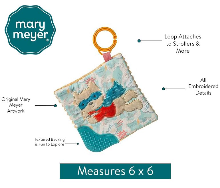 Image of Mary Meyer Crinkle Teether Toy with Baby Paper and Squeaker, 6 x 6-Inches, Lil' Hero