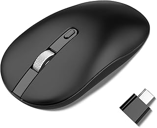 Type C Wireless Mouse, cimetech 2.4G Silent Computer Mice with Type-C Receiver Portable USB C Cordless Mouse for Laptop Mac, 3 Adjustable DPI for Windows XP/Vista/7/8/8.1/10/Linux/Mac OS (Black)