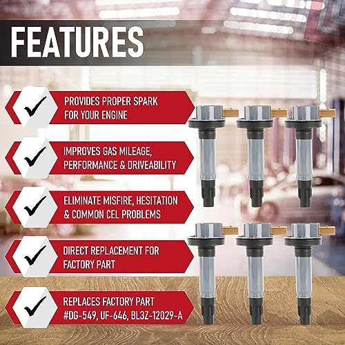 image for AA Ignition Ignition Coil Pack Set of 6 - Compatible with Ford, Lincol