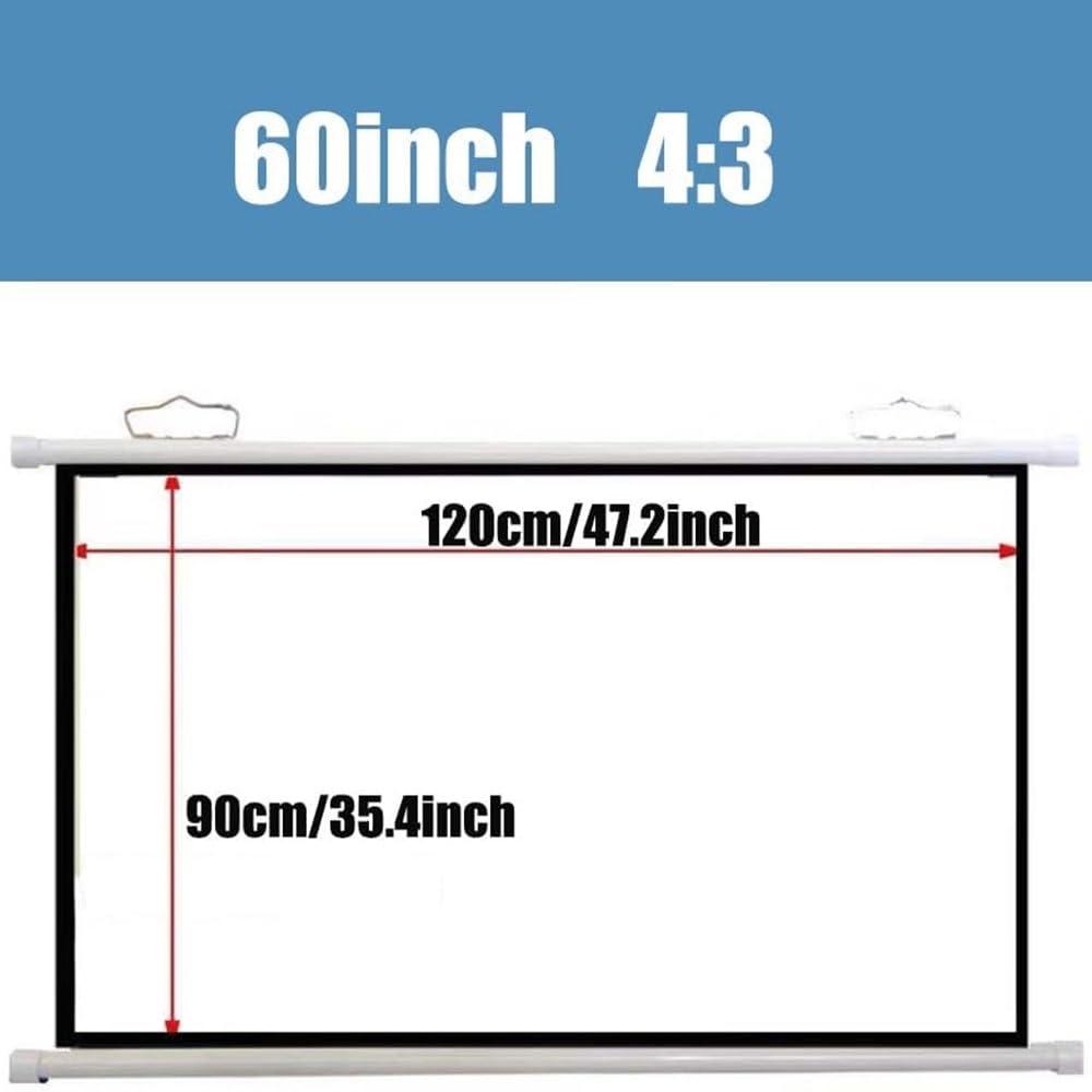Schermo cinematografico Portatile, Schermo for proiettore Manuale Portatile di Diverse Dimensioni 30-72 Pollici 4:3 16:9 Bianco da Parete o soffitto(0.16875,60inch)