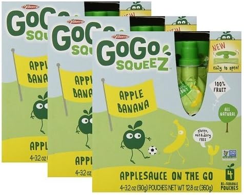 GoGo Squeeze Organic Apple/Banana Applesauce OnTheGo 4-3.2 Ounce Pouches - 3 Boxes (12 pouches)