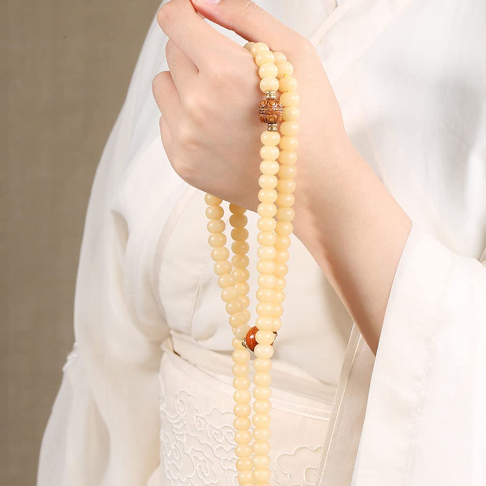 108 Collana con Braccialetto di Perline Bodhi Naturali stagionate
