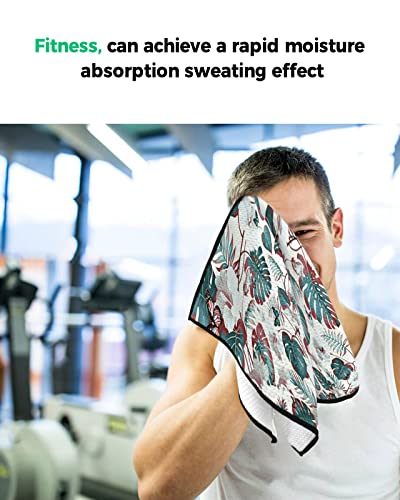 Daringone Monstera Golf Towels, 24X16 Inch Microfiber Waffle Golf Towel For Ball Sport, Mid-Century Botanical Flower Vintage Style Water Absorbent Golf Towels With Carabiner Clip For Golf Bags #TOP7