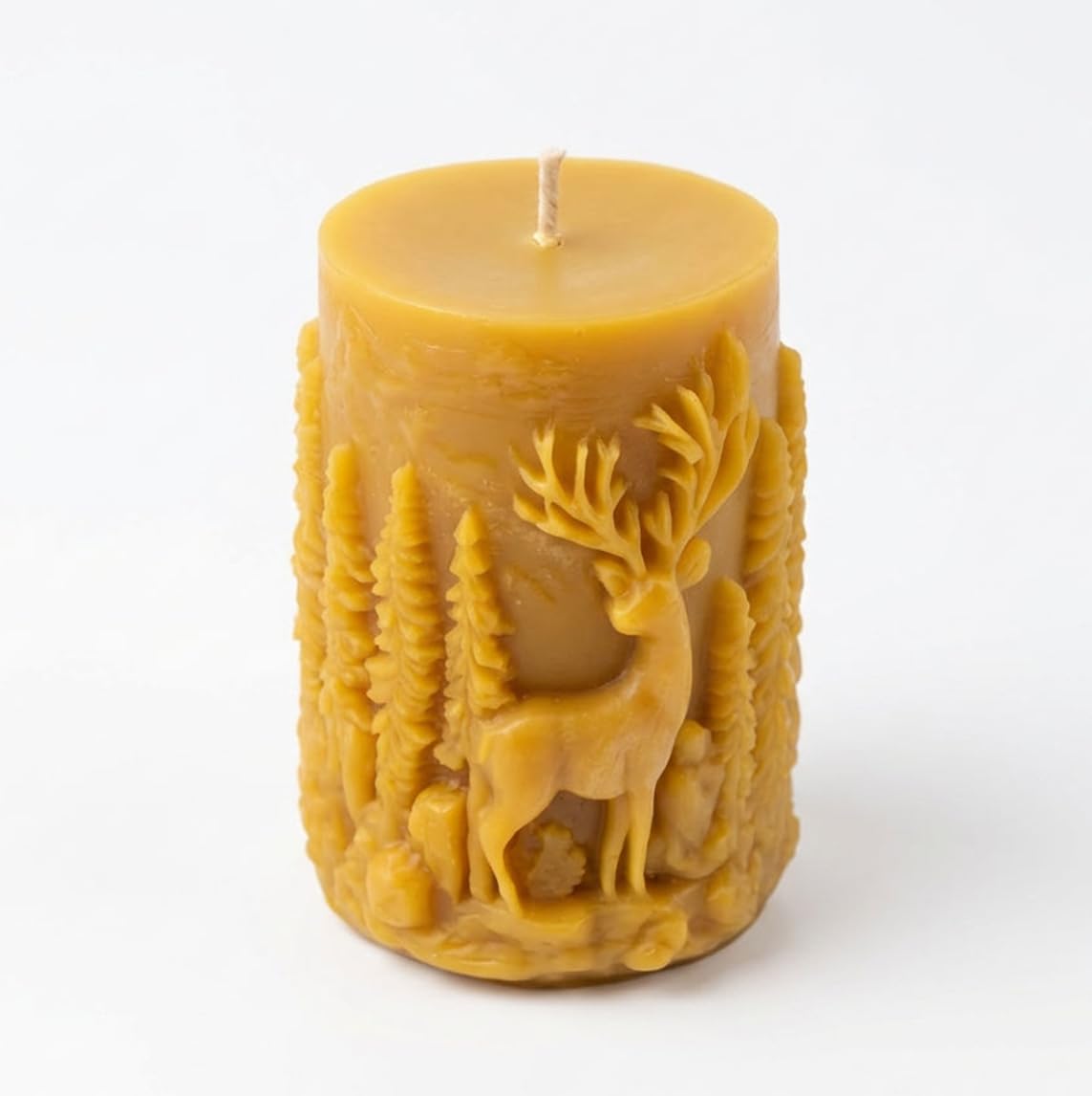 Juego de 3 velas de cera de abejas 100 % ciervo en el bosque velas ecológicas premium