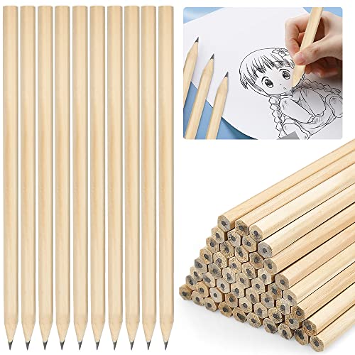 HAOMEEDUO 60 Stück Bleistift HB Holz Bleistift Naturholz Holzbleistifte Natur 17.7cm*0.7cm Bleistifte aus Holz HB Bleistift Set Holzbleistift Graphitstifte für Kinder Schüler Büro Schulmaterial