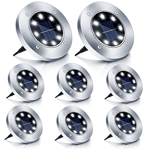 Boadw 8 Stück LED Solar Bodenleuchten Solar Gartenleuchte IP65...