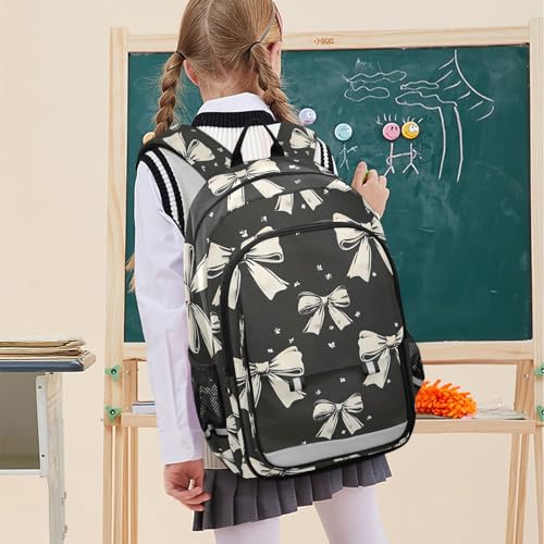 Black White Bow Laptop Backpack Purse for Women Men School Bag 17 Inch Bookbag Student Boys Girls Travel Casual Daypack2