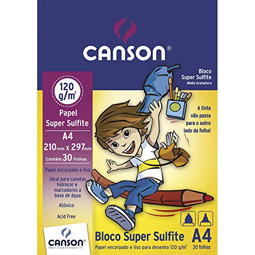 Bloco Sulfite A4 120g/m² , Canson, 66667093, Super, 30 Folhas 1 51GimC8q6PL
