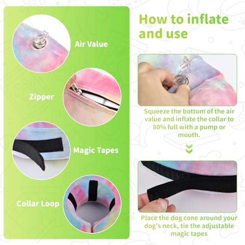 Image of Dog Neck Collar Recovery E-Collar Alternative, Dog Donut Collar After Surgery for Dogs and Cats(Pink Blue, M)