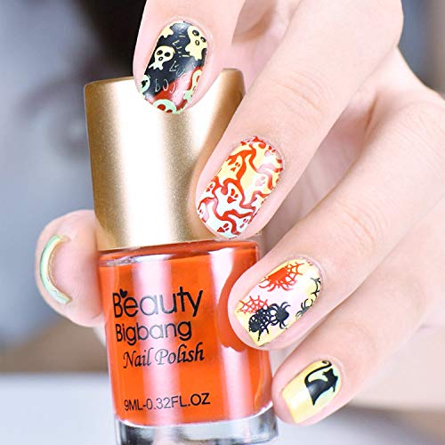 4 Pieces Halloween Nail Art Stamping Plates With Spider Webs Pumpkins Bats Witches Image Stamp Templates Kit Diy Stainless Steel Nail Image Polish Template Kit Manicure Stencils Tools #TOP4
