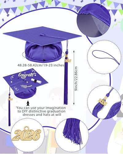 Image of Xuhal 6 Set Preschool Graduation Cap and Gown Set Kindergarten Grad Gowns Children Graduation Cap with 2026 Grad Tassel
