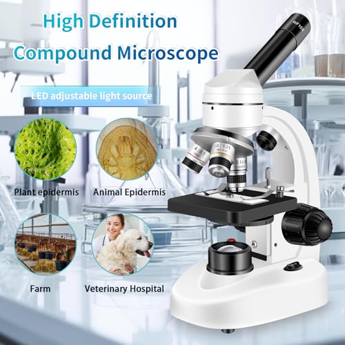 Microscopes for Adults WF10x and WF25x eyepieces Compound Microscope with Microscope Slides (Microscope)