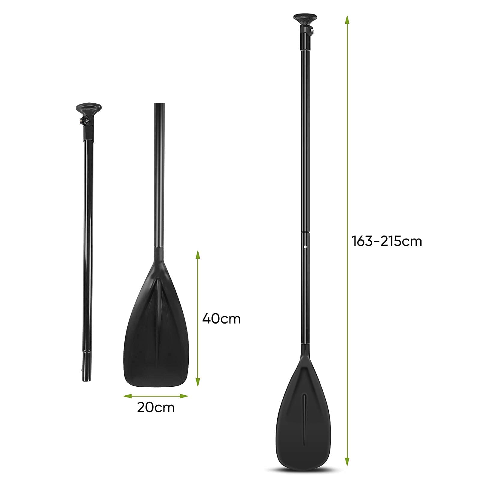 Ejoyous Pagaie Nautique Paddle Paddle Longueur réglable, Robuste en Alliage d'aluminium Kayak Paddle Planche de Surf Paddle pour Kayak Surf Gonflables 163-215cm