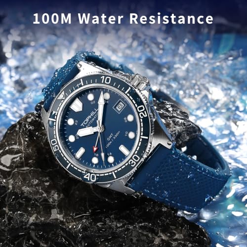 Image of TOPHILL Men Watches Automatic Mechanical Watches - Dive, GMT, Chronograph & Dress Styles | 316L Stainless Steel, Sapphire Crystal, Ceramic Bezel | 5ATM-300M Waterproof with Super Luminous | Classic Business & Sport Casual