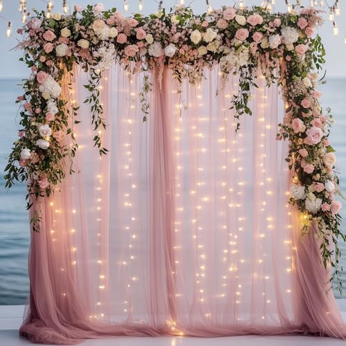 Cortinas de tul Fomcet con luces 3x2.4 m para fondo miniatura 1