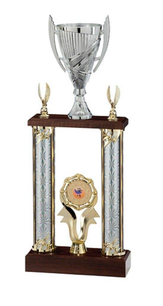 County Engraving Multi Sport 2 Tier 2 Column Tower Trophy American Style Awards Any Sport - Enter Your Own Custom Text (Large)