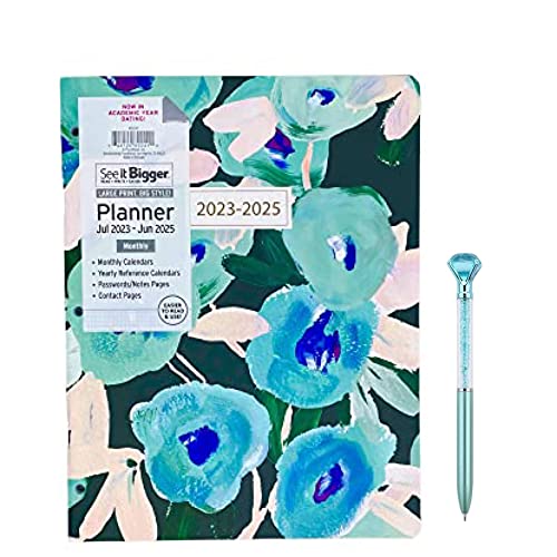 Planahead See It Biggerjuly 2023 - June 2025 Academic Monthly Planner , Specialized Large Print, ,Size 8.5'' X 11'' And Ballpoint Crystal Diamond Pen. #TOP1