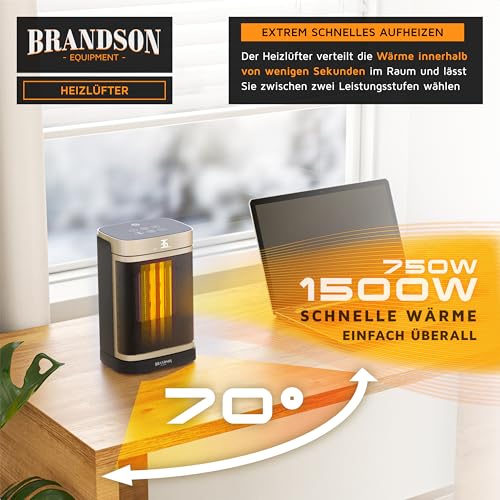 Brandson - Heizlüfter energiesparend leise - Oszillation - mit Fernbedienung - Preisträger - ECO Modus - 2 Stufen - Kindersicherung - Timer… – Ansicht 3