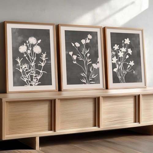 Image of kotart Aesthetic Botanical Art Home Decoration Painting | Floral Paintings With Frame For Living Room Bed Room Hotel Wall Decor Digital Reprint Set of 3 (35x37 Inch)