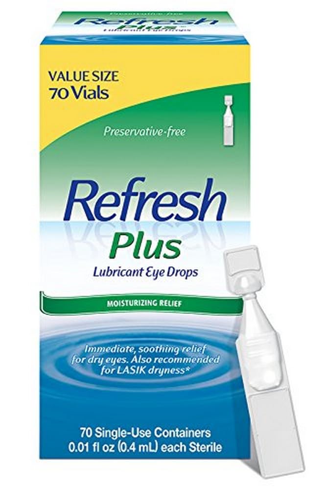Refresh Plus Lubricant Eye Drops For Dry Eyes Preservative-Free Value Size 0 01 Fl Oz Single-Use Containers 70