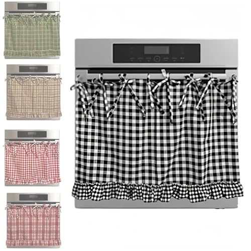 Faldones for Horno Hechos A Mano, Faldones for Lavavajillas Hechos A Mano, Cortinas Decorativas Ocultas Lavavajillas, DecoracióN De Cocina RúStica Resistente Al Calor(Negro)