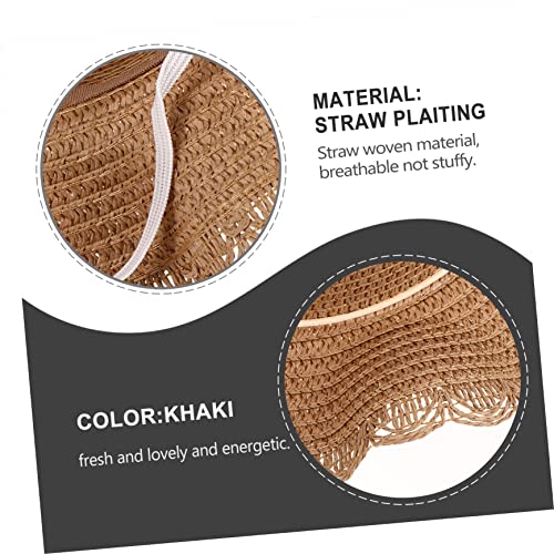 Wakauto Summer Straw Hat and Bag Breathable Wide Brim Sunshade Hats for Portable Fisherman Style Sun Protection with Traditional Weaving Khaki Beach Accessories4