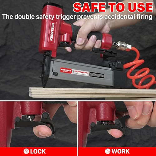 Image of KEENTECH Pneumatic Pin Nailer 23 Gauge, Pin Nail Gun with 2160pcs 1 /2 inch to 1-3 /8 inch Pin Nails, Headless Air Micro Pinner with Dual Safety Trigger for Cabinets, Interior Decoration, Windows, Crafts