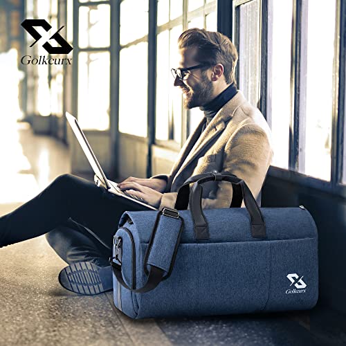 Golkcurx Convertible Garment Bag for travel,Carry on Garment Duffle Bag with Shoe Compartment, Detachable Shoulder Strap - 2 in 1 ， for Men Women2