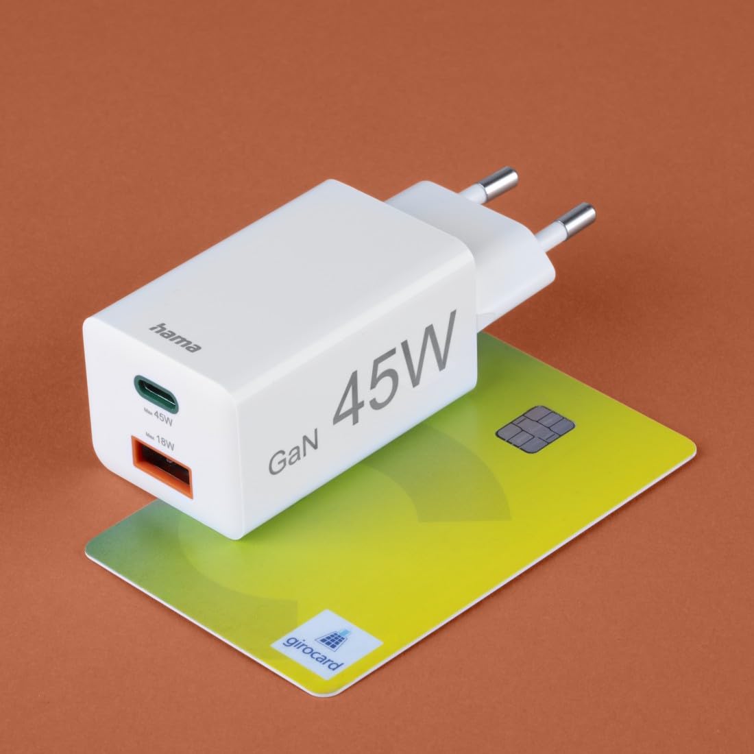 Hama Ładowarka sieciowa mini 45 W, 1x USB typ C, 1x USB A (mała, lekka, adapter ładowania, Power delivery, Quick Charge, wydajna, szybka) biała