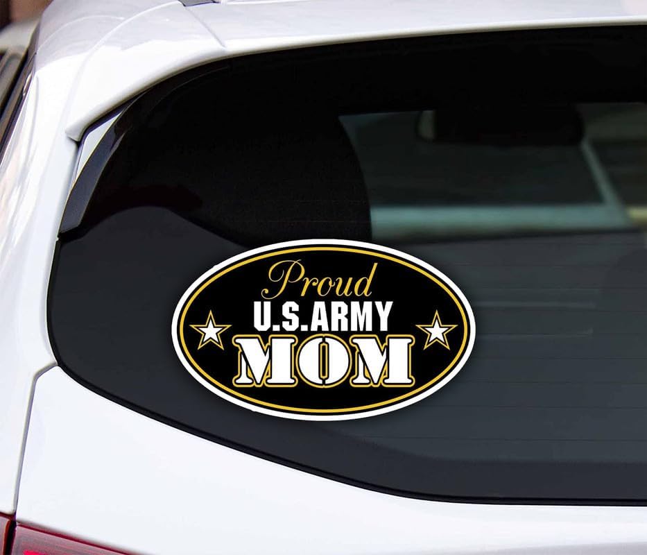 Image of WSQ Proud US Army Mom U.S. Armed Forces Euro Vinyl Premium Quality Multi Color for Car Bumper Truck Van SUV Window Wall Boat Cup Tumblers Laptop or Any Smooth Surface Size 5 Inches