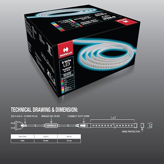 Image of Havells Flexion LED AC Rope 120 LED /Mtr Purple IP65 (Purple, 120 LED /MTR)