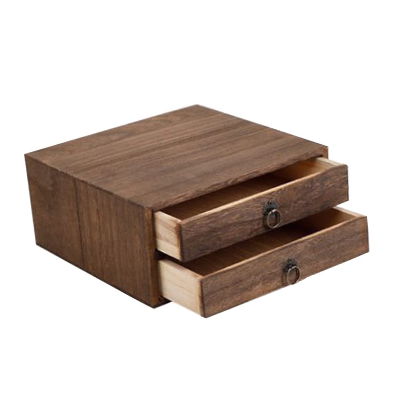 Mikikit Scatola Tè in Vintage Due Strati Cassettiera Resistente all e Usura Contenitore per Tisane e Tè con Protezione da Luce e Polvere Design Retro in