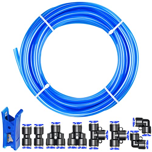 TAILONZ PNEUMATIC Blue 3/8 Inch od 10 Meters PU Air Tubing Kit Pipe Hose Air Line Tubing Or Fluid Transfer Pneumatic tubing (3/8 PU Tube)