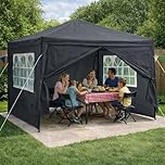 Neo 3X3M Event Gazebo 4 Side Panels Outdoor Waterproof Garden Party Tent Marquee Canopy Shelter Coated Steel Frame (Grey)