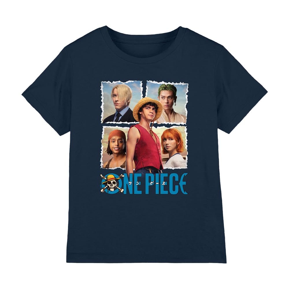 Netflix One Piece Straw Hat Group Kids T Shirt Navy Unisex