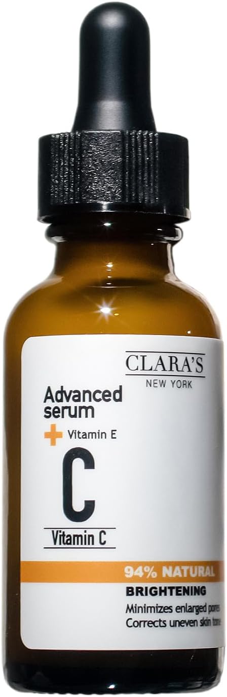 Clara's New York Brightening Vitamin C Facial Serum with Vitamin E Oil, Improves Uneven Skin Tone, Softens and Brightens the Skin, Suitable For All Skin Types 30ml