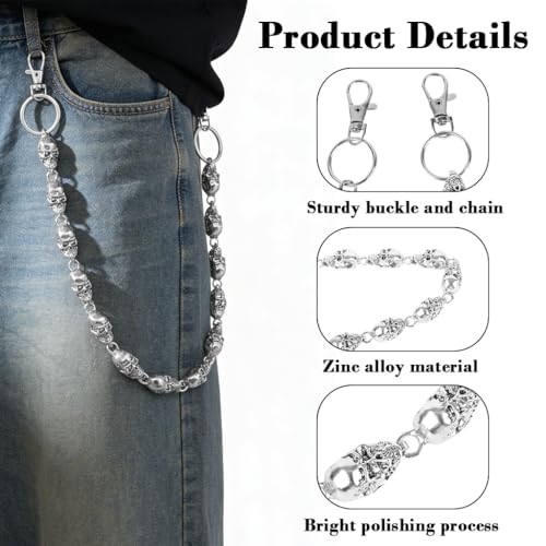 Image of GUSTAVE Layered Pants Chain for Men Double Punk Wallet Chains Trousers Jeans for Biker Heavy Skull Belt Gothic Accessories
