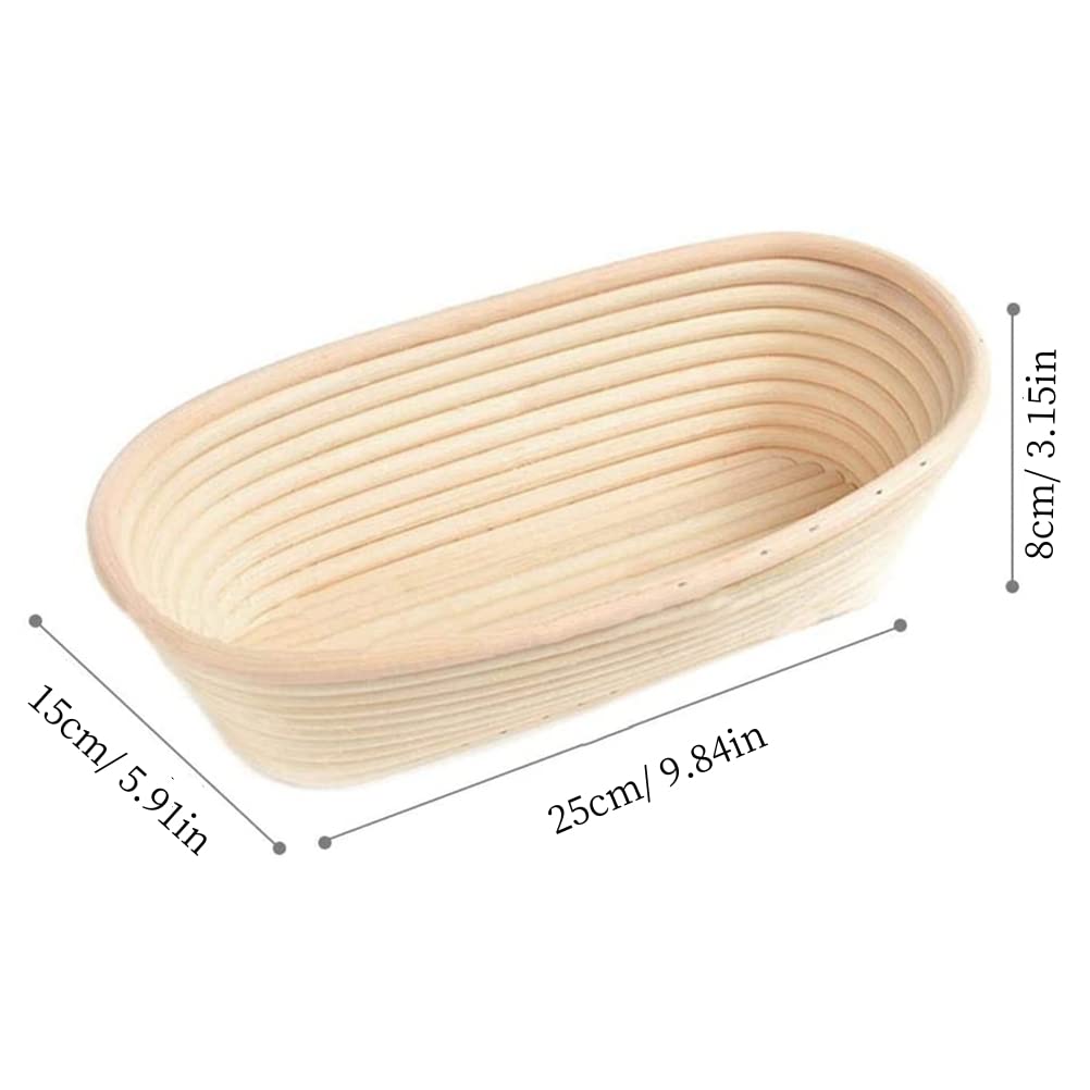 Cesta ovalada de 25,4 cm a prueba de pan, cuenco de masa madre con forro de tela, suministros para hornear pan para panaderos profesionales en el hogar