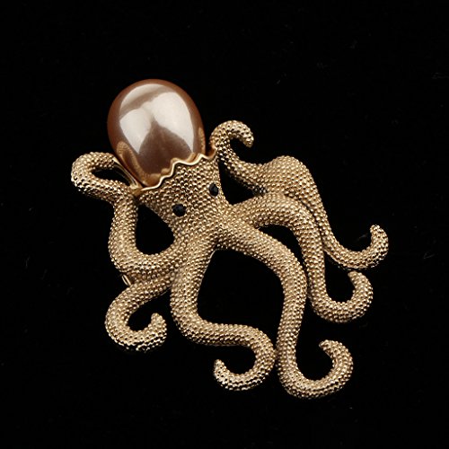 F Fityle Polvo Broche Simulado Pérola Animal Do Mar Broche Polvo Jóias Presente - Ouro