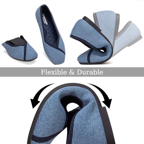 Image of Frank Mully Women Square Toe Flat Shoes Comfortable Knitted Flats | Walking Shoes