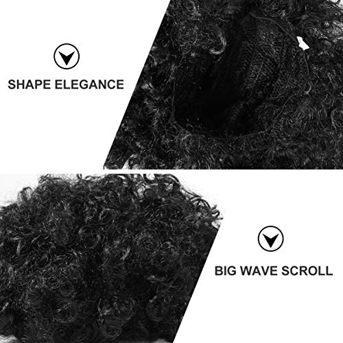 FRCOLOR Palhaço Preto Peruca Curta Afro Peruca Cabelo Encaracolado Anos 70 Anos 80 Peruca Disco Cosp