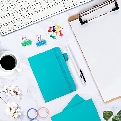 feela Notizbuch A6, 3 Stück Notizbücher Set, Journale Buch Bulk mit 3 Gelstiften schwarz, 80 GSM, 112 Seiten, 8,89x13,97cm, Mini Notizblock Set geeignet für Büro und Schule, smaragdes Notizheft