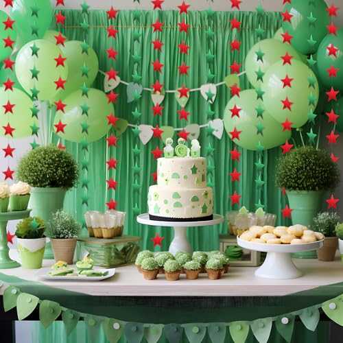 Image of Patelai 130 Feet Glitter Star Garland Banner 2026 Party Decoration Double Side Star Hanging String Streamer Paper Twinkle for Graduation Wedding Birthday (Red and Green)