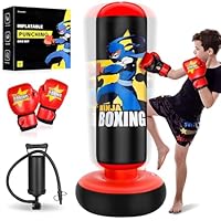 QPAU Kinder Boxsack 168cm - Aufblasbar Mit Boxhandschuhen Rot
