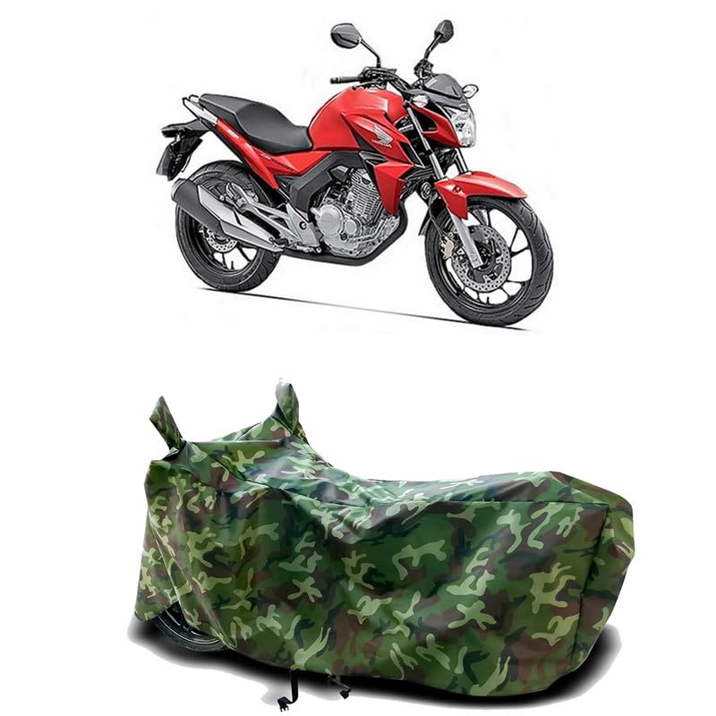 Image of DUFFEL-100% Heat Protection Two Wheeler Bike /Scooty Body Cover for Honda CB Twister 250 Water Resistance /UV-Rays /Birds Dropping /Scratchproof /Dust Proof /Waterproof[Green Jungle Print]