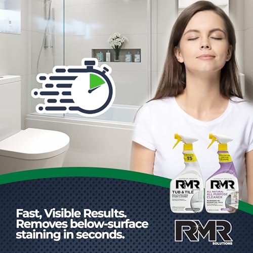 RMR Surface Saver System – Tub & Tile Stain Remover + All Natural All Purpose Cleaner, 2-Step Bathroom & Surface Cleaning Bundle for Tile, Grout, Shower, Tub, Counters & More, 2–32 Oz Bottles