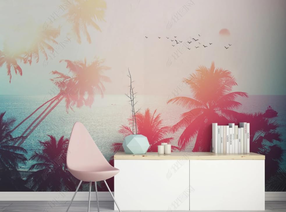 Papier peint intissé île grand poster mural pour salon sombre