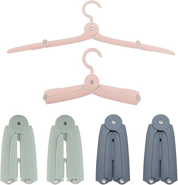 Portable Travel Folding Plastic Clothing Hangers for Clothes for Holiday Camping and Home Travel Foldable Clothes Drying Rack Hangers 6 Pcs